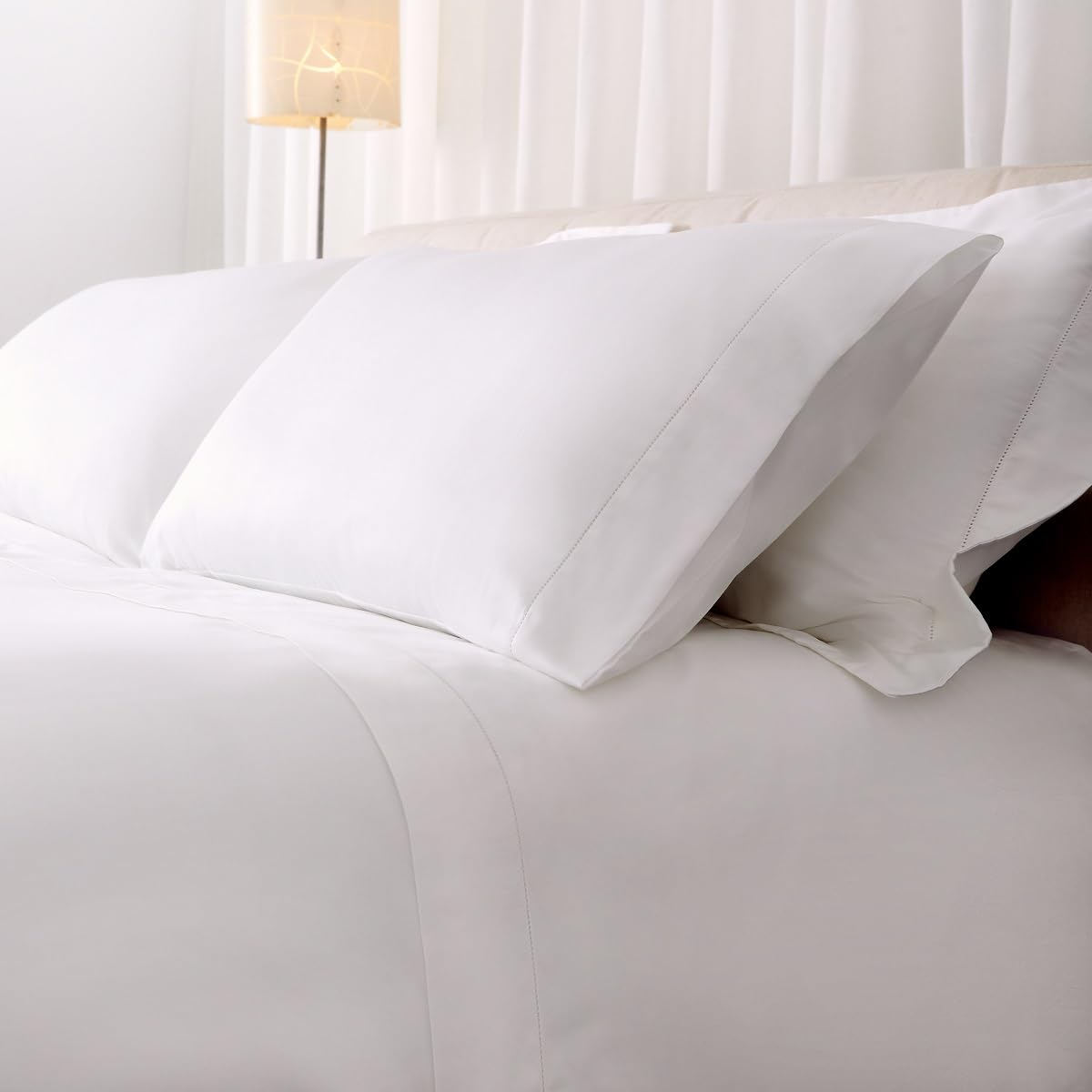 Catherine Lansfield Fantasy Sateen White Bed Sheet Set 105-180 x 280 cm + Pillow 50 x 125 cm