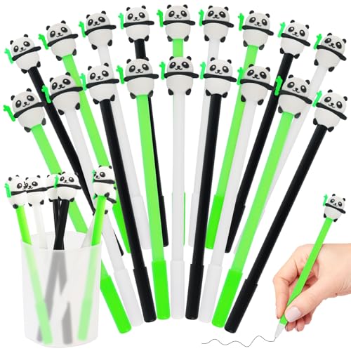 JWTRSVTY 30 peças caneta esferográfica de água Panda, 0,5 mm panda animal caneta de gel, caneta de tinta de gel animal criativa, Kawaii Cartoon Panda Gel Pen, para escola e artigos de escritório (azul
