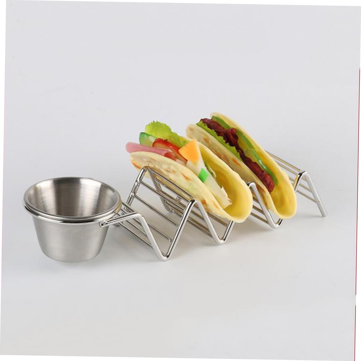 KICHOUSE 304 Mexican Food Taco Stand Rack 304 Stainless Steel Tray Taco Rack Taco Shell Stand Holders