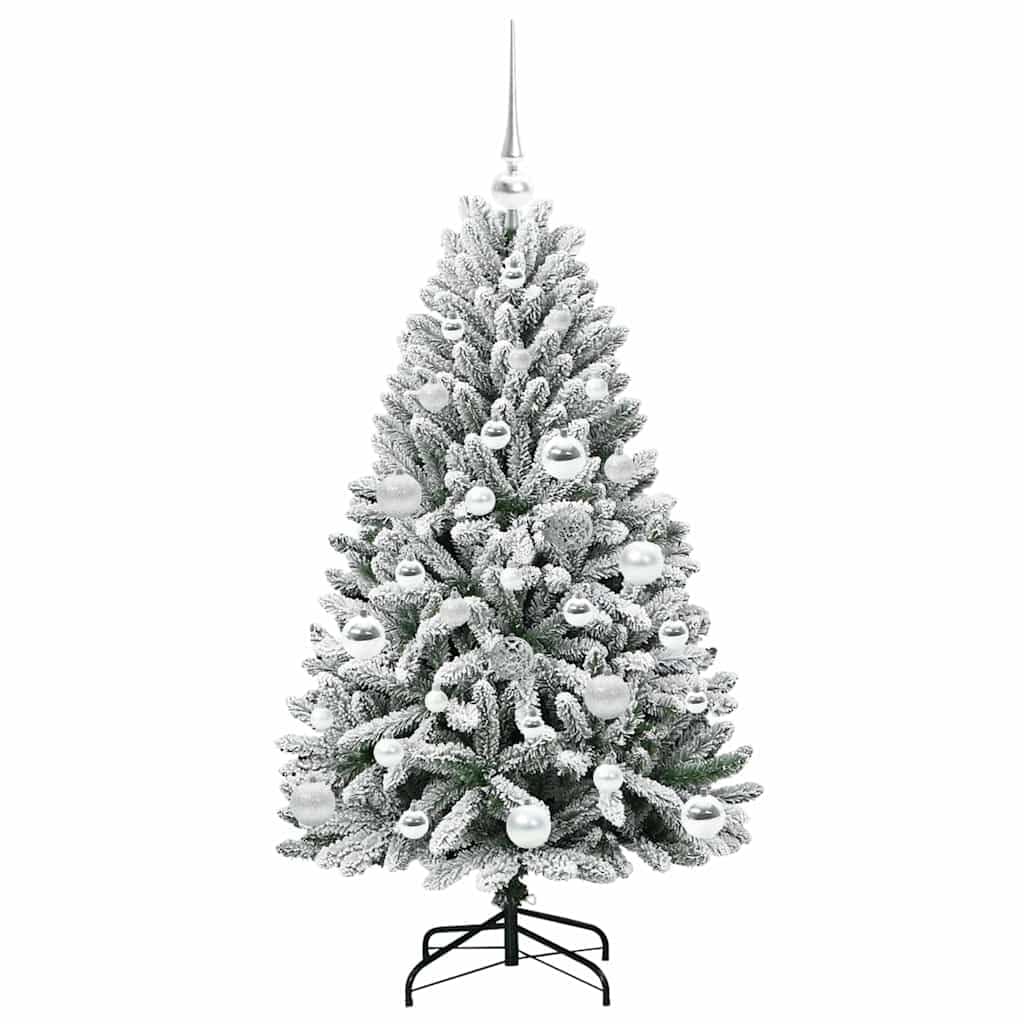 Albero di Natale artificiale verde e bianco 120 cm, PVC e metallo, pieghevole con rami realistici, ideale per interni ed esterni protetti, facile da montare, decorazione festiva