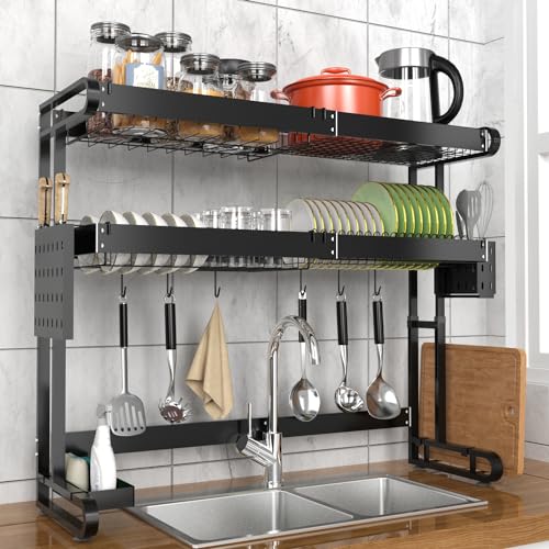 Adjustable Stainless Steel Over-The-Sink Dish Rack (21.5