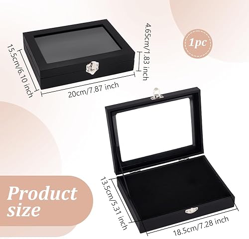 Miniatura 9 de OLYCRAFT Vitrina de madera con pin de madera, vitrinas para guardar insignias, broche con ventana transparente y perchas para insignias y medallas