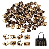 【Breite Anwendung】: Goldene quadratische Ziernieten eignen sich sehr gut zum Dekorieren verschiedener Lederhandwerke, Kleidung, Schuhe, Ledertasche, Armbänder, Hüte, Jeans, Windjacken, Gürtel, Hundehalsbänder, Jacken usw.
