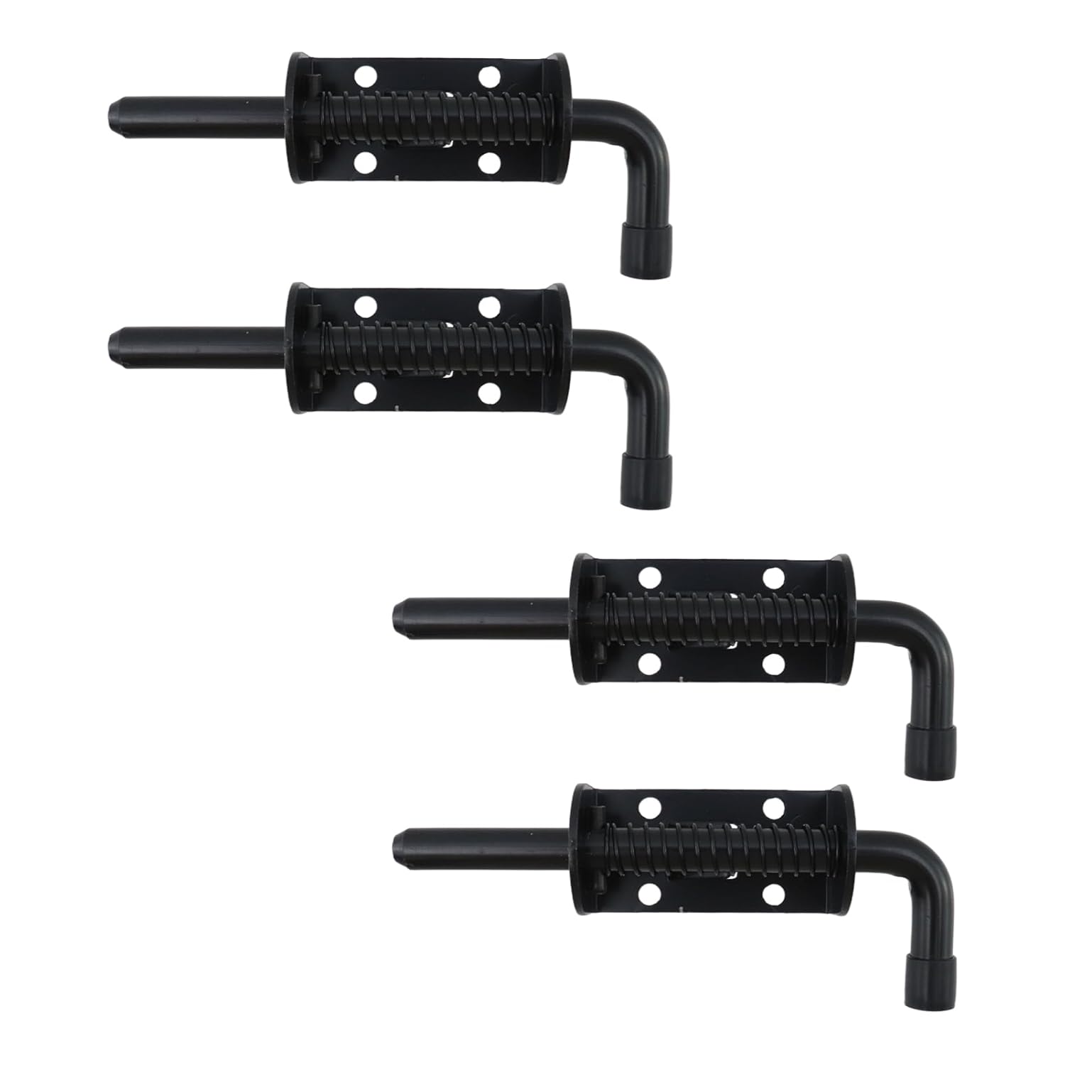LC LICTOP Spring Loaded Auto Reset Latch Pin, 3.5 Inch Heavy Duty Sliding Barrel Bolt Door Lock，Nomally Locked Slide Bolt for Trailer Gate Cabinets Chests, Carbon Steel Security Lock Pin, 2Pcs Black