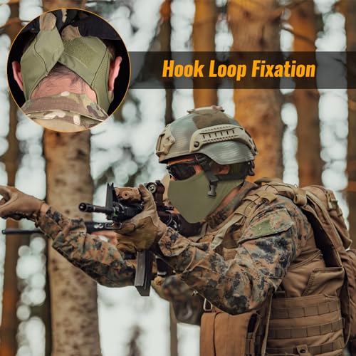 Qavctw Taktische Schießmaske, faltbar, Airsoft Silikonmaske, atmungsaktiv, freies Ohr, Outdoor, halbes Gesicht, Netz, Militärmaske für Schießen, Reiten, Klettern, Paintball, Jagd, Spiel
