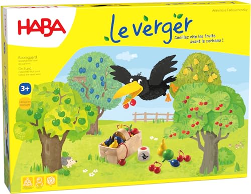 HABA-Le Verger - Jeu de Société pour Enfant - Grand Plateau de Jeu - Jeu en Bois Educatif et Coopératif - Développe l’Imagination et la Motricité - 1 à...