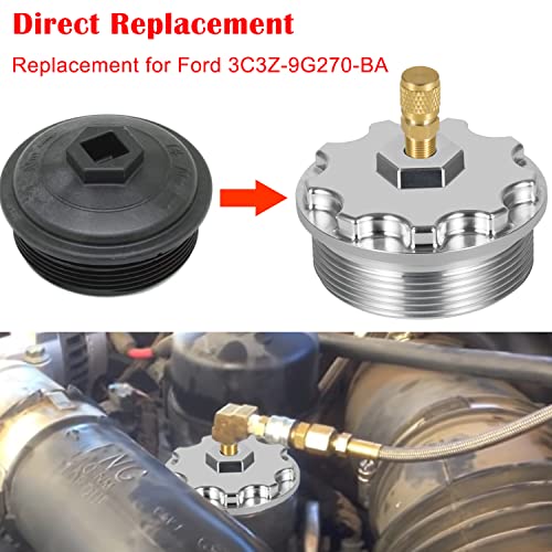 Camoo Fuel Filter Cap With Fuel Pressure Port Aluminum For 2003-2007 Ford Powerstroke Diesel 6.0L F250,F350,F450,F550,F650,F750,Excursion #TOP1