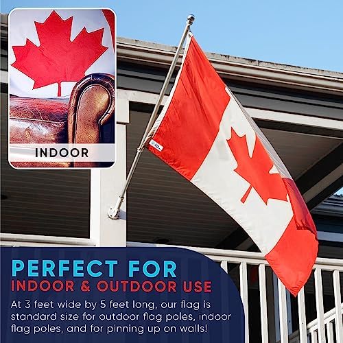 ByFloProducts Premium Canada Flag - Canadian Flags 3x5 Feet Outdoor Heavy Duty - Durable Nylon, Embroidered Maple Leaf, Quadruple Stitched, Vivid Colors — view 5