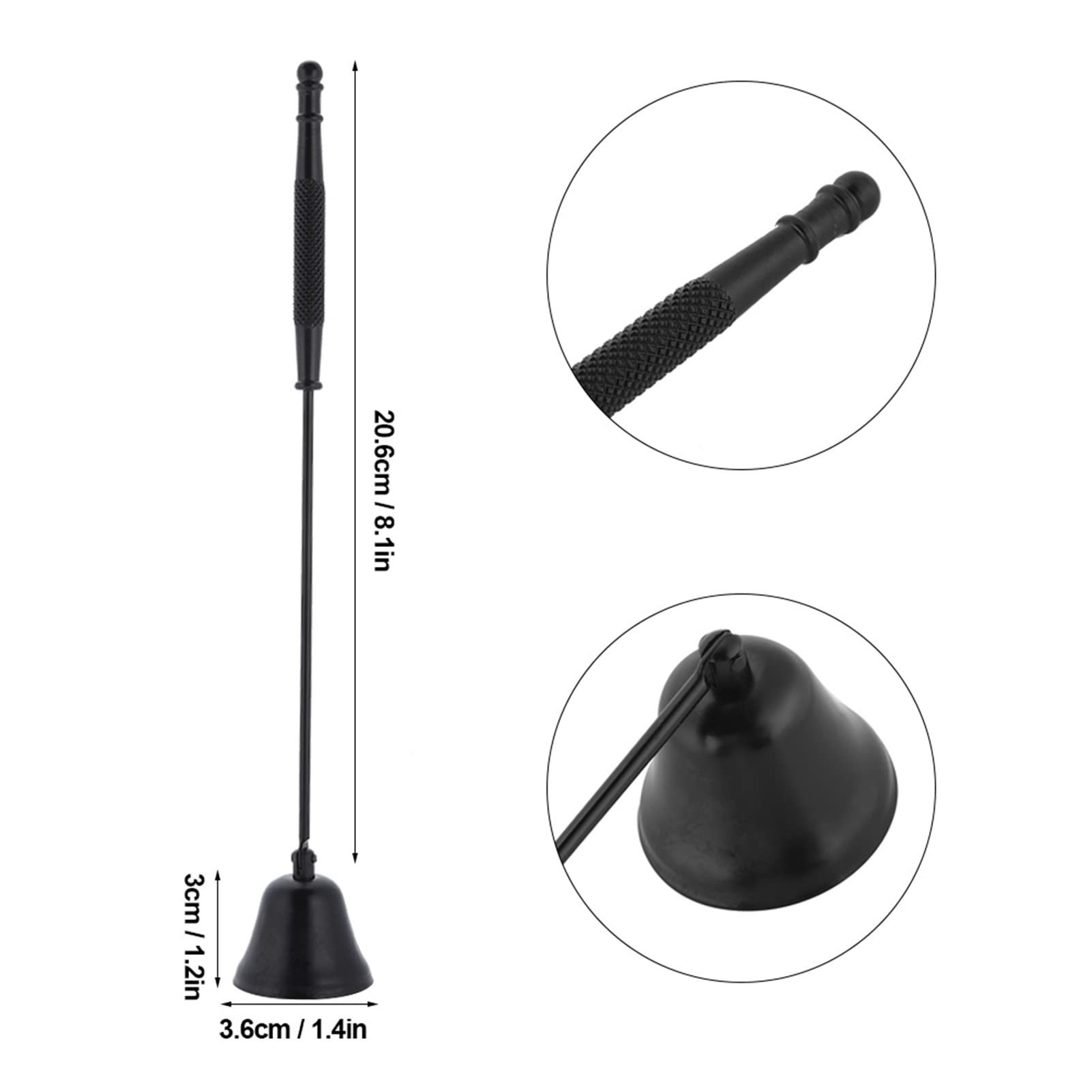 Candla Snuffer, Fashionable Stainless Steel Candle Snuffer, Wardted Bell Wick Orna (Black)