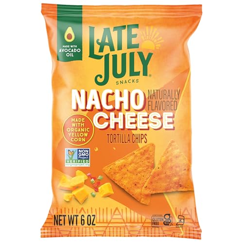 LATE JULY Snacks Nacho Cheese Tortilla Chips, 6 Oz Bag