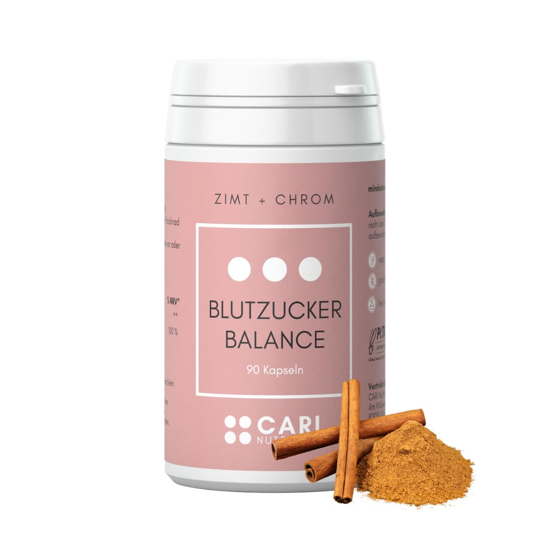 BLUTZUCKERBALANCE | 90 Zimt Kapseln mit Chrom | Insulinresistenz & Blutzuckerregulierung | vegan & made in Germany