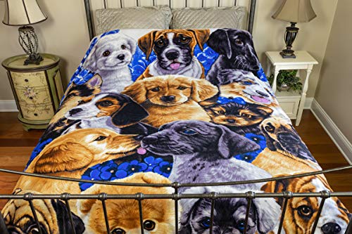 Dawhud Direct Dog Themed Blanket - Puppy Fleece Blanket For Bed - Queen Size Plush Animal Print Throw For Kids, Girls, Mom - Cute Throw Blanket With Playful Puppy Collage Design - Dog Lover Gifts #TOP5