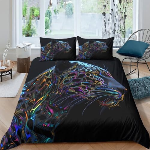 Parure de lit imprimée jaguar néon en microfibre douce premium 135x200 - 4