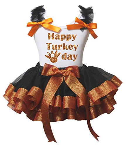 Chemise Turquie blanc et jupe pétale orange noir pour ensemble de vêtements bébé et fille