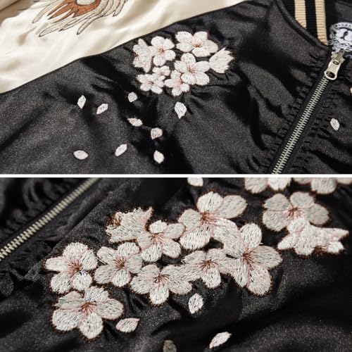 Phoenix Embroidery Men's Bomber Jacket Satin Japanese Style Streetwear Retro Windbreaker Coat for Spring Fall 6
