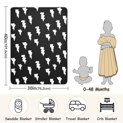 Image of Doodle White Lightning Bolt Baby Swaddle Blanket for Boys and Girls, Muslin Baby Receiving Swaddle Blanket, Soft Cotton Nursery Swaddling Blankets for Newborn Toddler Infant