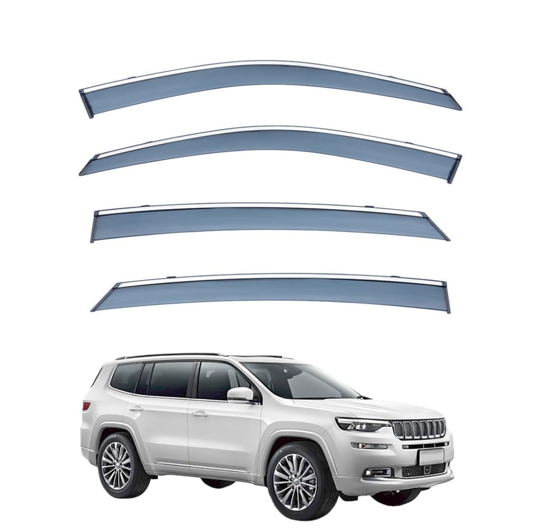 FENGJP Car Window Wind Deflectors for Jeep Grand Commander MK1 2018-2023 2024+, Window Wind Deflector Visor Rain Smoke Guards Automotive Accessories