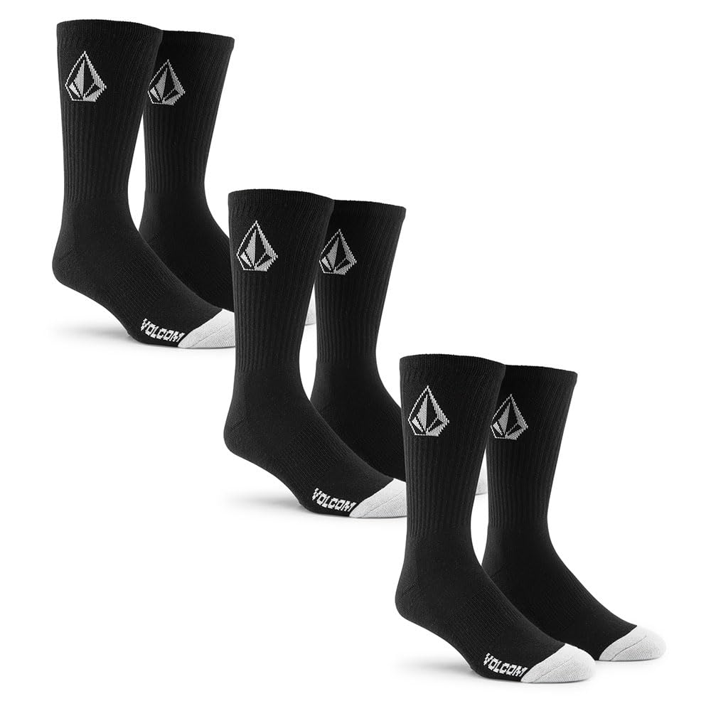 Volcom Men's Black Full Stone Long Socks 3 Pairs Eu 42-46