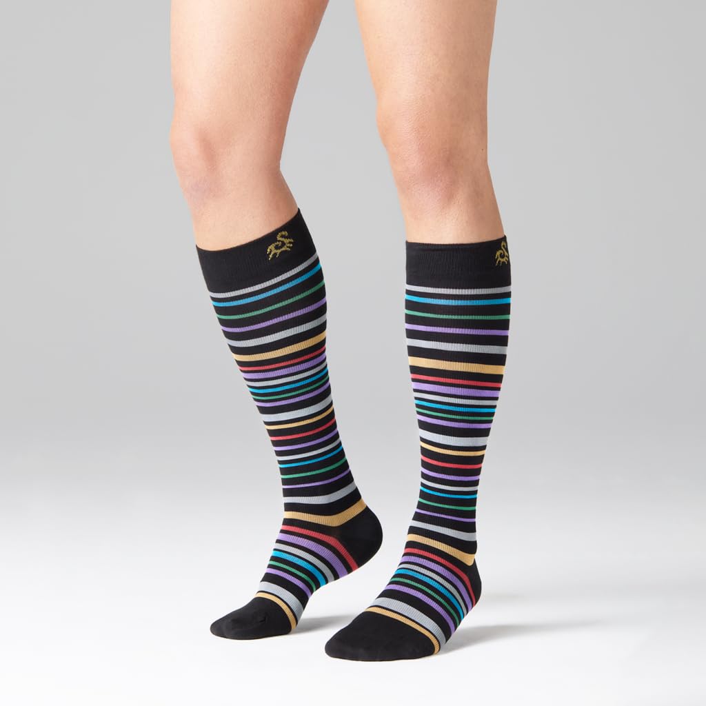 SOLIDEA Gambaletti STRIPE GAME ANDROMEDA, Colore NERO, Calze a compressione graduata 15/21 mmHg Art. 0634A0
