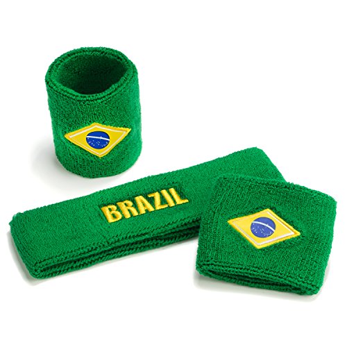 image for Suddora Brazil Headband & Wristbands Set (Includes 2 Wrist & 1 Head Sw