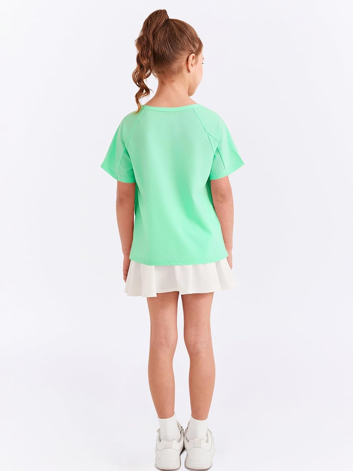 Haloumoning Girls Colorblock Short Sleeve Athletic Shirts Kids Quick Dry T-Shirts Crew Neck Activewear Tops 5-14 Yearsc - Image 6