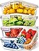 Prep Naturals Glass Meal Prep Containers (5 Pack, 36 Ounce) - Glass Food Storage Containers with Lids - Food Containers Food Prep Containers Glass Storage Containers with Lids Glass Lunch Containers