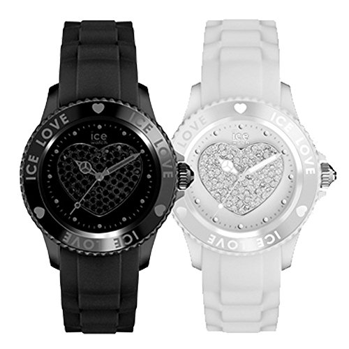 ICE-Watch - Montre femme - Quartz Analogique - Ice-Love - Black - Big - Cadran Noir - Bracelet Silicone Noir - LO.BK.B.S.11