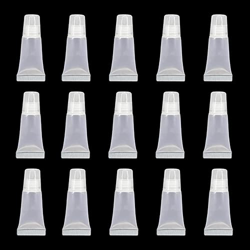 Ewanda store 50 tubos vacíos de bálsamo de brillo de labios de 0.2 fl oz, tubos suaves, lindos tubos de apriete, mini recipientes cosméticos para