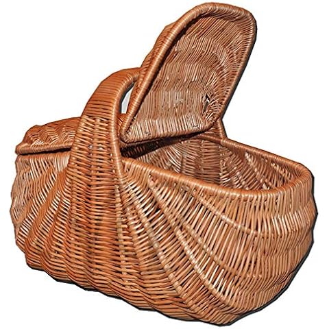 Großer Korb mit breitem Henkel | Picknickkorb Aufbewahrungskorb Einkaufskorb Autokorb Cover