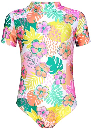 Aquarti Baby Mädchen Badeanzug, Blumen Orange/Rosa/Blau, 98