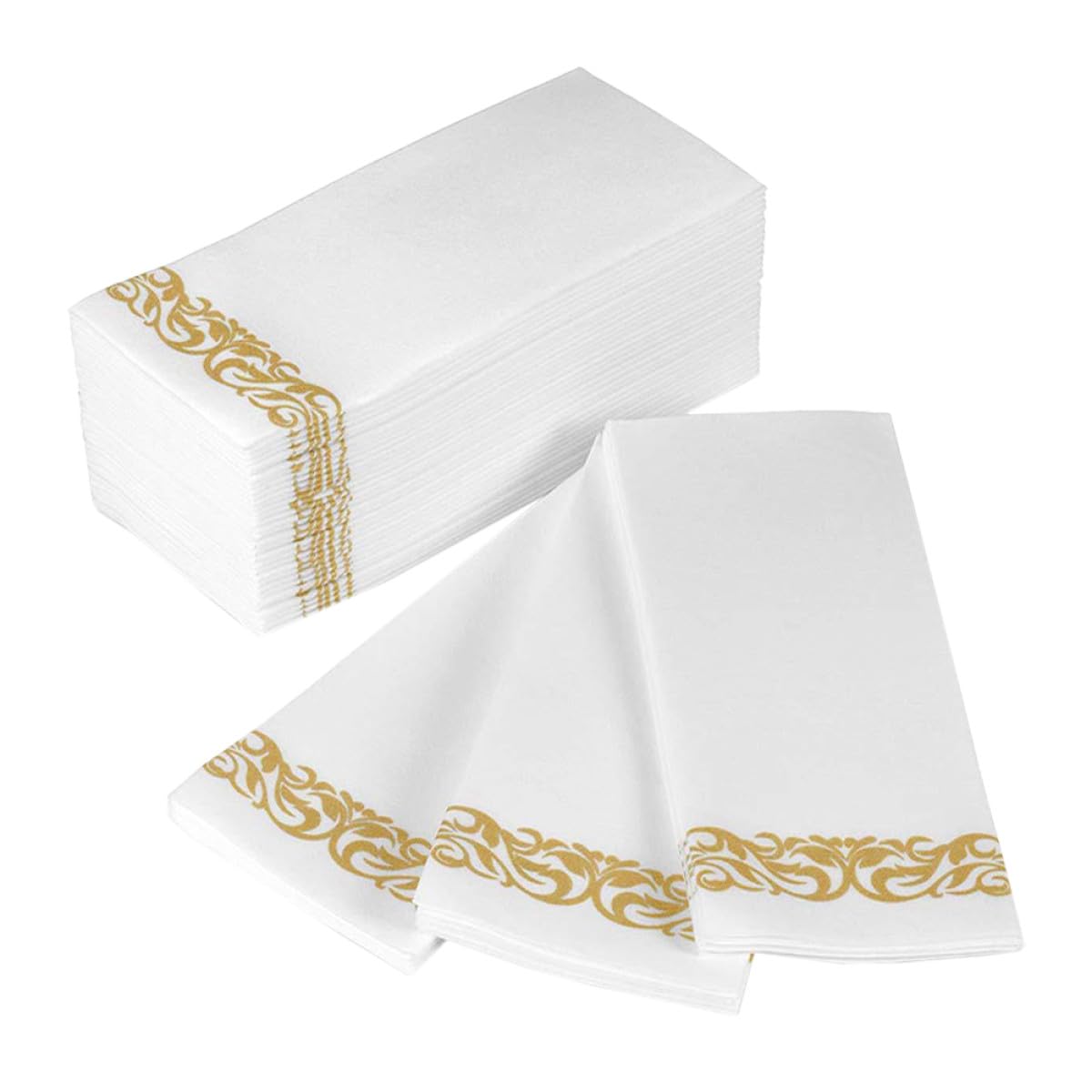 POPETPOP Servilletas de Papel Doradas Desechables para Hoteles y Banquetes, Paquete de 100 Unidades, Gruesas y Dobladas para Mantener el Área de Comedor Impecable