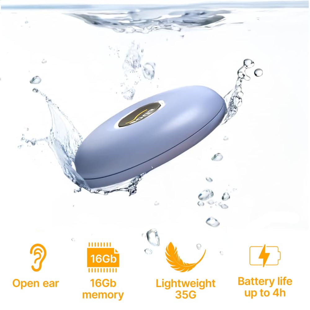 SONR Lettore musicale subacqueo aperto per nuotatori, cuffie da nuoto, lettore MP3 impermeabile a conduzione ossea, cuffie per nuoto subacqueo con Bluetooth (blu azure)