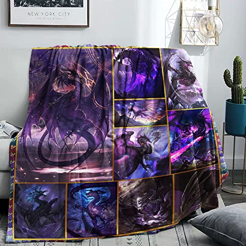 Dragon Blanket Throw Purple Dragon Gift Fuzzy Plush Soft Cozy Warm Gift Blanket For Living Room Couch Chair Bed Sofa Office,60X80 Inches For Adult #TOP1