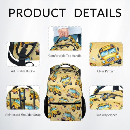 Image of Kid Backpack Boys - School Bus Backpacks Set for Toddler - 3Pcs Bookbag with Lunch Bag and Pencil Pouch - School Bag for Kindergarten /Preschool /Elementary (17 Inch)
