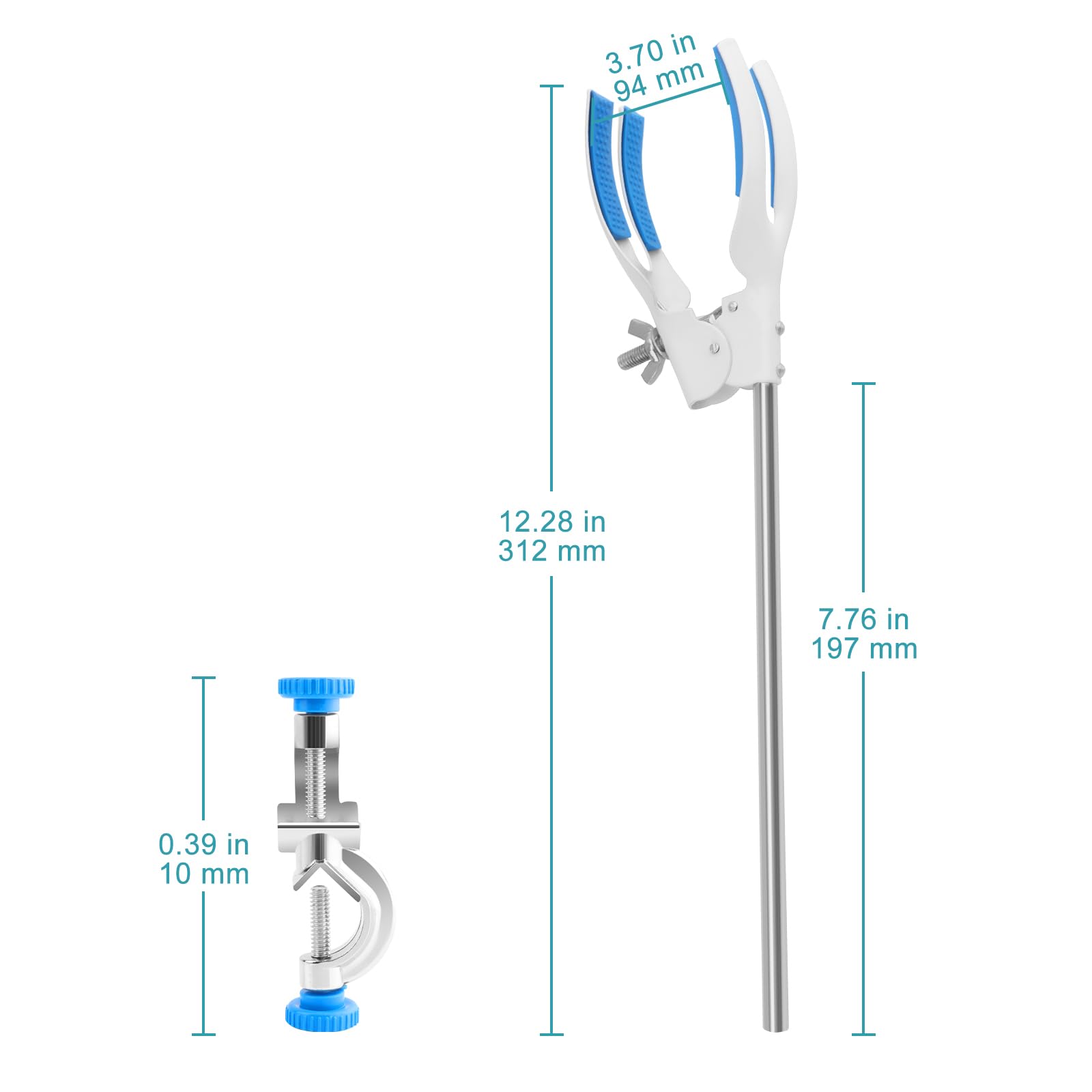 stonylab Juego de Soporte Tripode, Incluye Soporte Tripode, 1 Abrazadera de Cuatro Puntas, 1 Abrazadera Cruzada y 3 Anillos Abiertos con Tornillos, Acero Inoxidable y Plástico