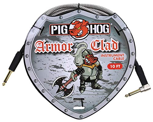 Pig Hog PHAC-10R Cabo de instrumento de guitarra de ângulo direito revestido de armadura de 6,5 mm a