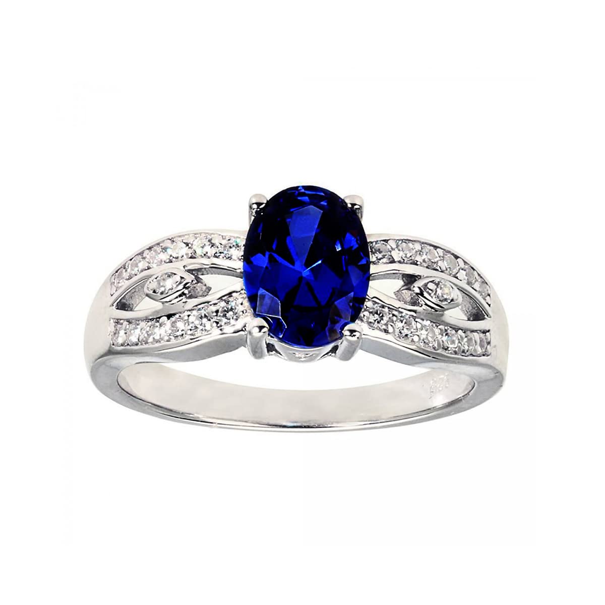 Ornate Jewels 925 Silver 1.5 Carat Oval Shape Blue Sapphire and American Diamond Halo Solitaire Ring for Women and Girls Birthday Marriage Gift (B08YJ6RTV9) Amazon Price History, Amazon Price Tracker