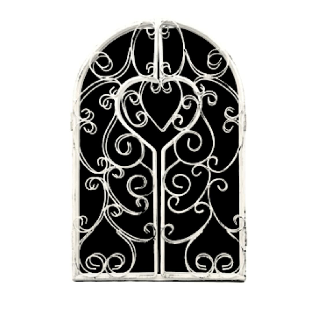 HomeZone Grande Vintage Retro Estilo Shabby Chic Metal Blanco Ventana Persiana Estilo Pared del Baño Espejos para Colgar en Pared Decoración Hogar