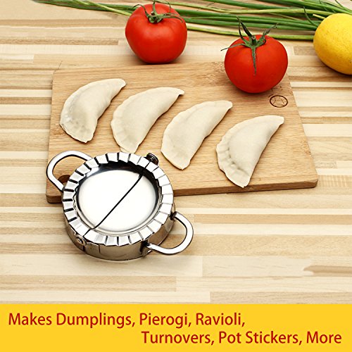Best Utensils Ravioli Mold Commercial Pierogi Maker Empanada Press Stainless Steel Dumpling Wrappers Press Pastry Dough Cutter Kitchen Aid Baking Tools (L-Dia. 4 3/4 Inch) #TOP2