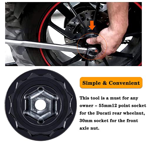 Image of Front Rear Wheel Axle Nut Socket Tool Fits for Ducati Motorcycle ATVs Super Bike 1098 1198 1199 Panigale Multistrada Diavel - 55mm + 30mm