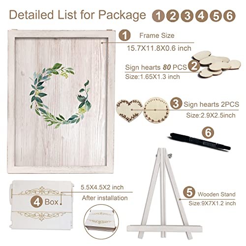 Y&K Homish Wedding Guest Book Alternative, Rustic Wedding Decorations For Reception, Favors For Guests 80 Hearts Green Wreath (Antique White) #TOP2