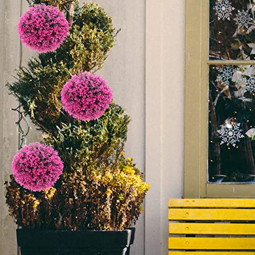 Fomiyes Artificial Topiary Boxwood Topiary Balls Decorative Plant Greenery For Wedding Party Home Balcony Garden Decoration Rosy #TOP3