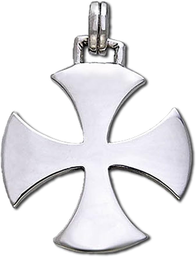 Large Sterling Silver Cross of France Knights Templar 1-3/8" Pendant
