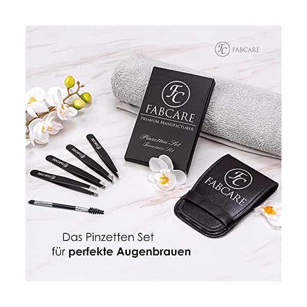FABCARE Augenbrauen Pinzetten Set mit Etui und Augenbrauenbürste (5-teilig) - Verbesserte Spitze - Pinzette Augenbrauen… – Bild 7