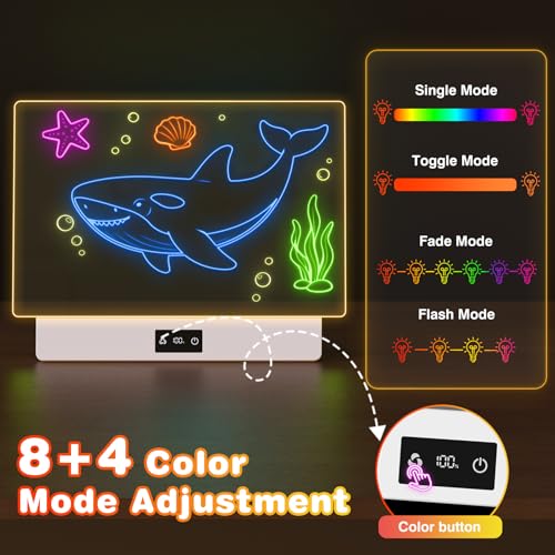 Image of 16 inch LED Drawing Board for Kids, Rechargeable Glow Doodle Board with 10 Light Modes, Anti-Scratch Acrylic Dry Erase Pad, 7 Markers & A4 Tracing Paper, Birthday Gifts for Girls Boys Ages 3-12