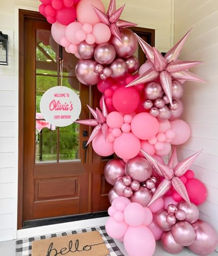 Image of Pink Balloons Metallic Pink Balloon, 60Pcs 12Inch Chrome Deep Light Pearl Hot Pink Latex Balloons for Birthday,Wedding,Baby Shower,Galentines day Decorations
