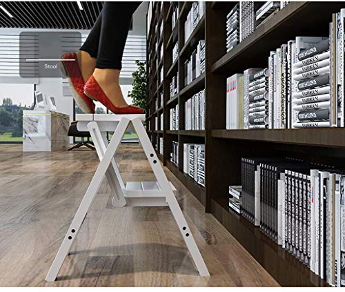 Échelle montante intérieure pliable avec tabouret en bois - 4