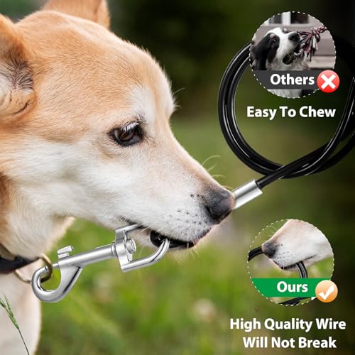 Andibro 2 Stück Kausichere Hundeleine, 66cm/26in Hundekette Leine Bissfest,Hausleine für Hunde mit Beschichtetem Stahlkabel Gepolstertem Griff Kettenleine für Große Kleine Hunde Training