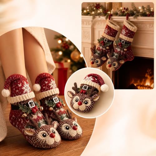 Rkwins 3D Animals Christmas Socks for Adults Funny Knit Soft Holiday Socks - image 2