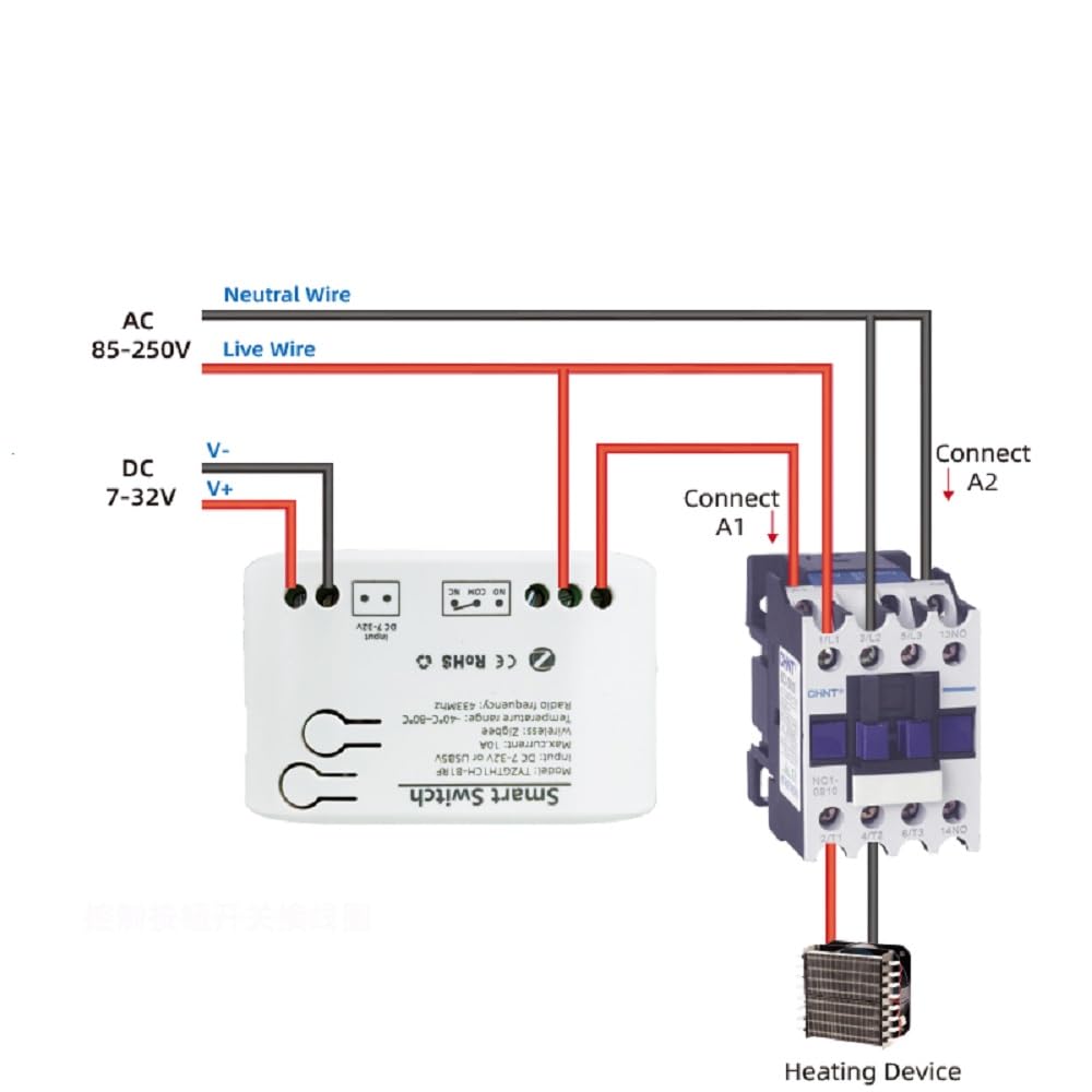 Tuya Smart Home Temperatuurcontroller Thermostaat Voor Verwarming Koeling MHCOZY Zigbee Temperatuurregelaar Met Waterdichte Temperatuursensor, 4 Relais Droogcontact-schakelaar, Spraakbesturing Op Afstand Via De Tuya-app (Tuya Zigbee-hub Vereist Tuya